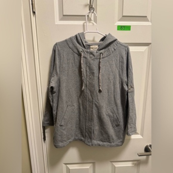 Jackets & Blazers - Gray Hooded Button-Up Jacket